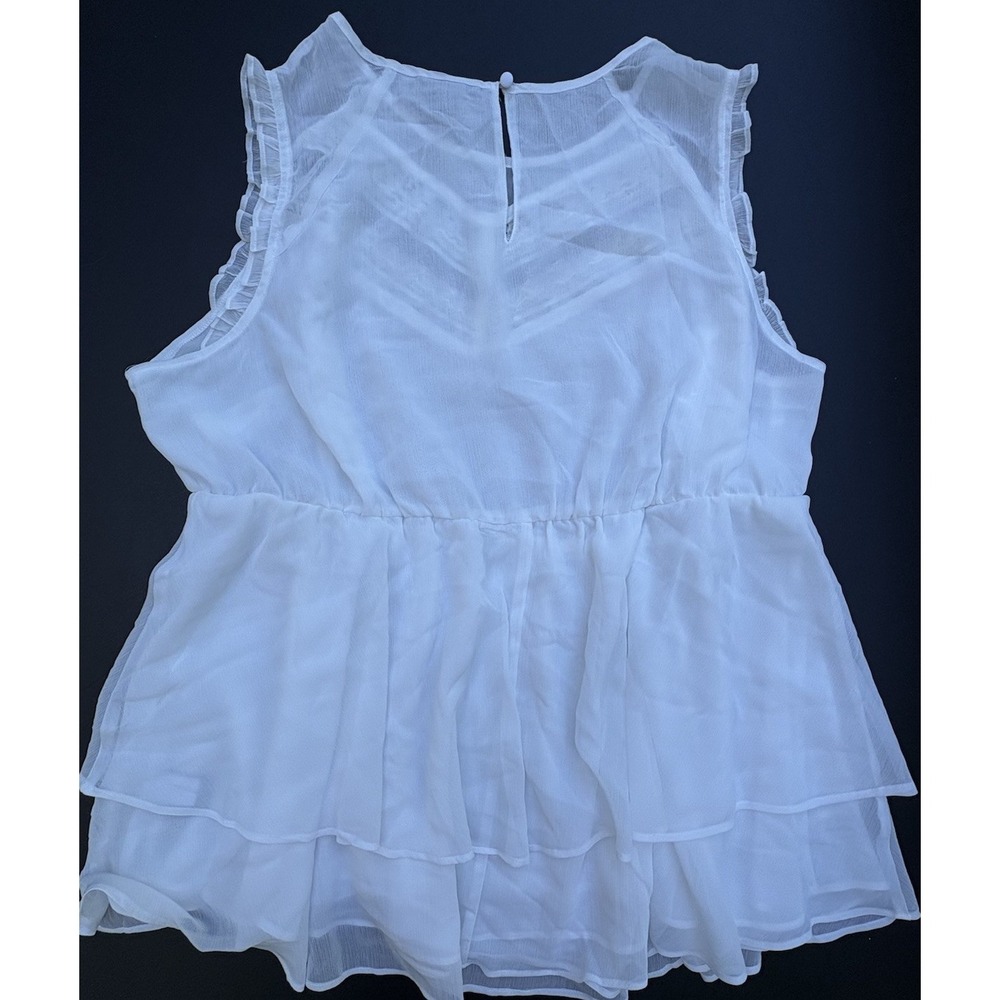 TORRID White  Top Blouse Sleeveless Flowy Lacy Feminine Tiered Sheer 2X NWT - Picture 2 of 12